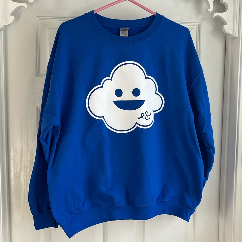Happy Cloud sweatshirt - men’s large - royal blue color